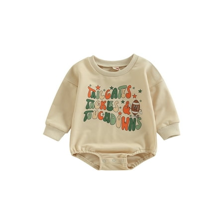 Genuiskids Baby Boys Girls Fall Spring Romper/Sweatshirt Newborn Infant Long Sleeve Letters Football Print Bodysuit/Pullover Tops
Genuiskids Baby Boys Girls Fall Spring Romper/Sweatshirt Newborn Infant Long Sleeve Letters Football Print Bodysuit/Pullover Tops