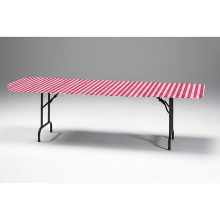 Club Pack of 12 Red and White Gingham Disposable Rectangle Plastic Banquet Party Table Covers 96