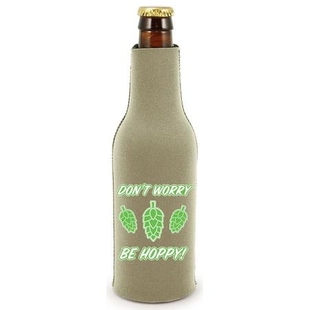 Don t Worry Be Hoppy! Beer Bottle Coolie (Khaki)