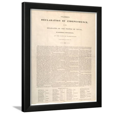 Texas Declaration of Independence: Unanimous Declaration of Independence, Printed by Baker and… Framed Print Wall Art