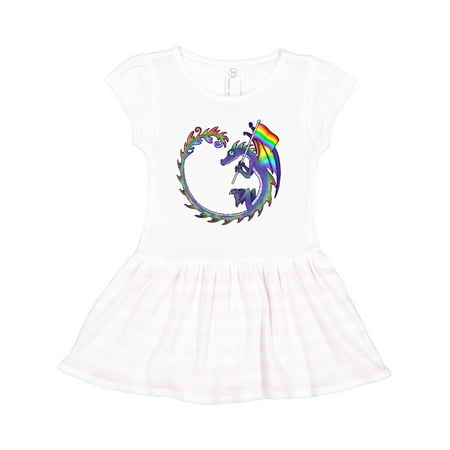 Inktastic LGBTQ Rainbow Dragon with Pride Flag Gift Toddler Girl Dress