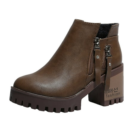 TAIAOJING Women s Ankle Boots Shoes Roman Thick Heel Ankle Boots Thick Heel Boots For Zapatillas