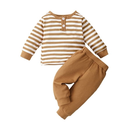 IZhansean Toddler Baby Boy 2 Piece Outfit Long Sleeve Stripe Tees Shirt Tops Long Jogger Pants Fall Winter Clothes Brown 3-6 Months
IZhansean Toddler Baby Boy 2 Piece Outfit Long Sleeve Stripe Tees Shirt Tops Long Jogger Pants Fall Winter Clothes Brown 3-6 Months
