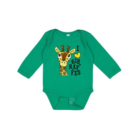Inktastic I Love Giraffes Gift Baby Boy or Baby Girl Long Sleeve Bodysuit