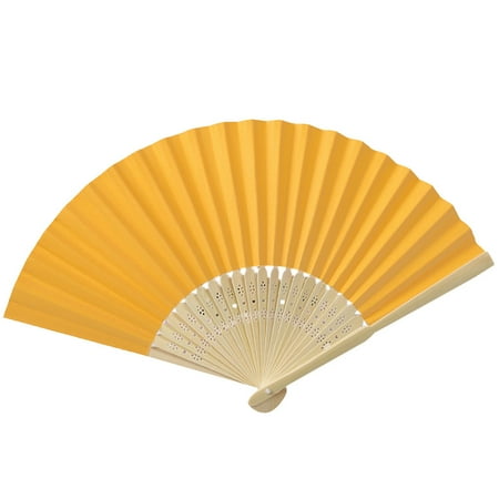 Relanfenk Folding Fan Pattern Dance Wedding Party Hand Held Solid Color Fan