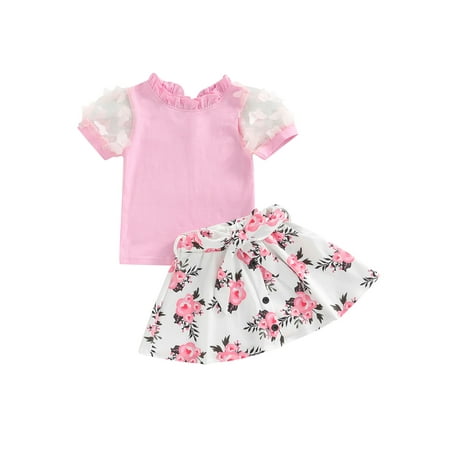 Suanret 2PCS Toddlers Infants Girls Summer Streetwear Outfits Flower Puff Sleeve Patchwork Mock Neck Tops Floral Belted Skirt Set Pink 4-5 Years
Suanret 2PCS Toddlers Infants Girls Summer Streetwear Outfits Flower Puff Sleeve Patchwork Mock Neck Tops Floral Belted Skirt Set Pink 4-5 Years