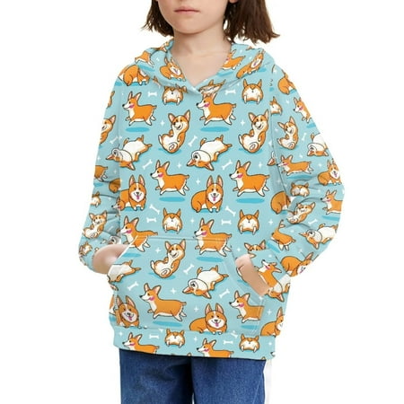 HUGS IDES Girls Hoodies 14-16 Cute Corgi and Bones Pattern Tops Fall Novelty Soft Durable Hooeded Pullover with Pocket
HUGS IDES Girls Hoodies 14-16 Cute Corgi and Bones Pattern Tops Fall Novelty Soft Durable Hooeded Pullover with Pocket