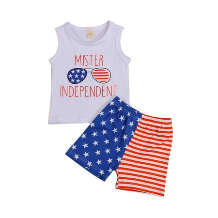 Genuiskids Cute Funny Letter Stars Stripes Print Sleeveless Tops + Short Pants Set Baby 4th of July Outfits
Genuiskids Cute Funny Letter Stars Stripes Print Sleeveless Tops + Short Pants Set Baby 4th of July Outfits