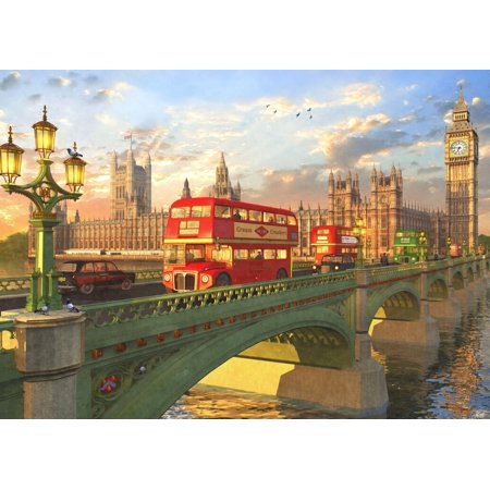 Westminster Bridge Buses Poster Print by Dominic Davidson