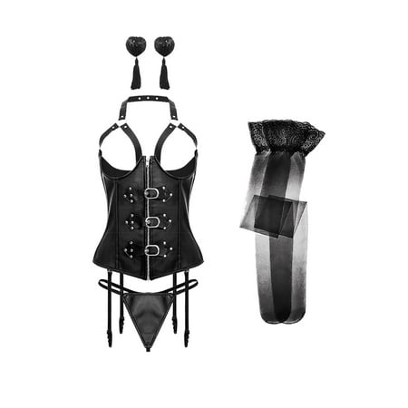 Women’s Faux Leather Lingerie Bodysuit Sexy Lingerie Set and Silicone Nipple and Stocking 4 Pieces
Women’s Faux Leather Lingerie Bodysuit Sexy Lingerie Set and Silicone Nipple and Stocking 4 Pieces
