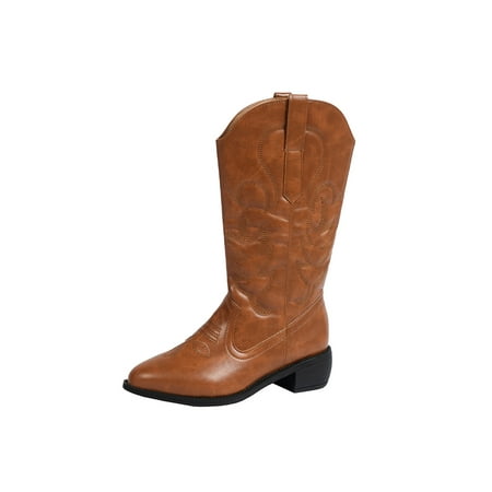 Gomelly Women Riding Boot Pointed Toe Western Cowgirl Boots Wide-Calf Biker Bootie Vintage Winter Shoes Party Outdoor High Calf Booties Brown 7.5
Gomelly Women Riding Boot Pointed Toe Western Cowgirl Boots Wide-Calf Biker Bootie Vintage Winter Shoes Party Outdoor High Calf Booties Brown 7.5