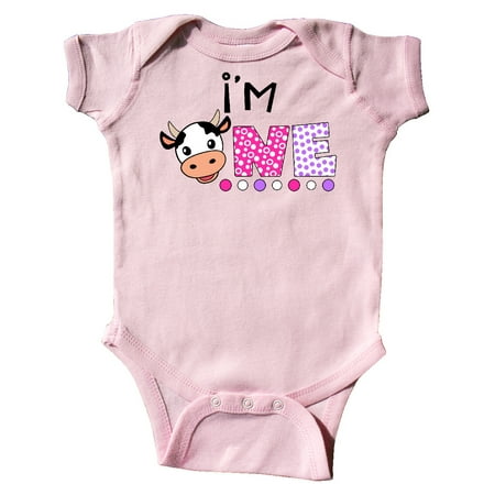 Inktastic I m 1 Cute Cow and Polka Dots Gift Baby Boy or Baby Girl Bodysuit