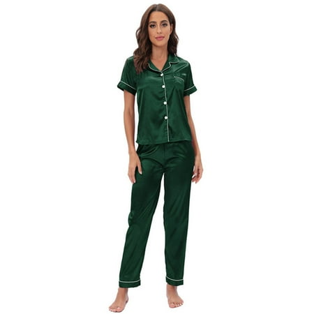 FEREMO Women s Satin Sleepwear Classic Pajamas Suit Button Down Short Sleeve Shirt and Pants
FEREMO Women s Satin Sleepwear Classic Pajamas Suit Button Down Short Sleeve Shirt and Pants