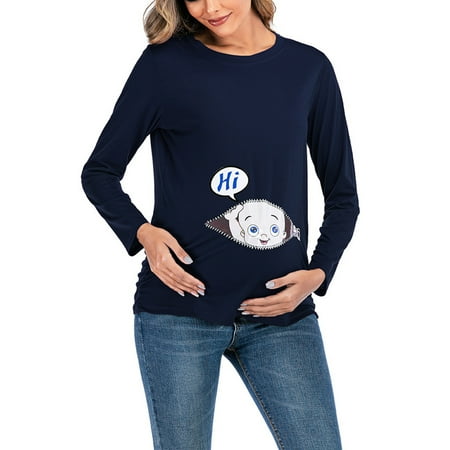 Maternity Spring and Autumn Long Sleeved T-shirt Cute Cartoon Baby Print Solid Round Neck T-shirt Casual Loose Pregnant Women s Nursing Top
Maternity Spring and Autumn Long Sleeved T-shirt Cute Cartoon Baby Print Solid Round Neck T-shirt Casual Loose Pregnant Women s Nursing Top