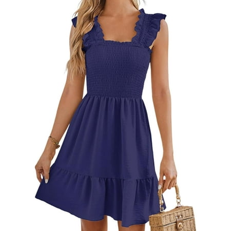 Womenu2019s Sleeveless Dress Pleated Mini Costume Square Neck for Beach Days STD-1813
Womenu2019s Sleeveless Dress Pleated Mini Costume Square Neck for Beach Days STD-1813
