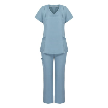 Womens Scrub Sets Classic Solid Color Stretch V Neck Workwear Basic Short Sleeve Plus Size Loungewear Sets with Pocket
Womens Scrub Sets Classic Solid Color Stretch V Neck Workwear Basic Short Sleeve Plus Size Loungewear Sets with Pocket