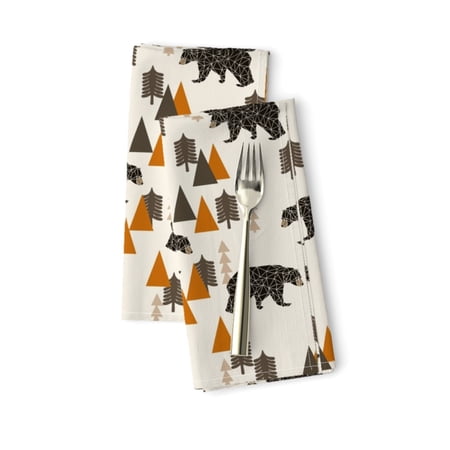 Bears Camping Woodland Bear Forest Cotton Dinner Napkins by Roostery Set of 2