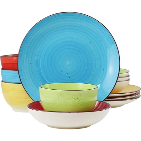12 Piece Double Bowl Stoneware Dinnerware Set (Mason)