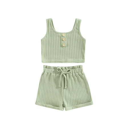 Bmnmsl Toddler Girls Summer Outfit Sets Solid Color Button Vest + Ribbed Drawstring Shorts
Bmnmsl Toddler Girls Summer Outfit Sets Solid Color Button Vest + Ribbed Drawstring Shorts