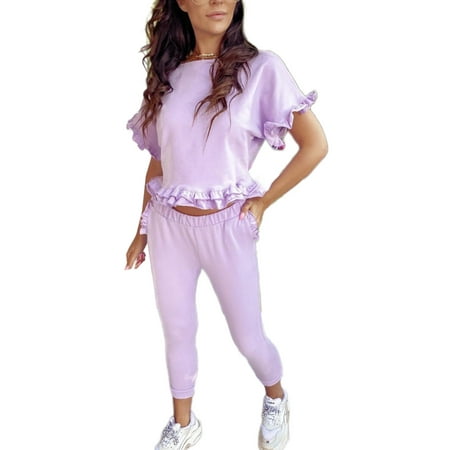 Beiwei Ladies Loungwear Crew Neck Nightwear Solid Color Sleepwear Loose Fit Pjs Running Lounge Sets Short Sleeve 2 Piece Outfits Pajamas Purple S
Beiwei Ladies Loungwear Crew Neck Nightwear Solid Color Sleepwear Loose Fit Pjs Running Lounge Sets Short Sleeve 2 Piece Outfits Pajamas Purple S