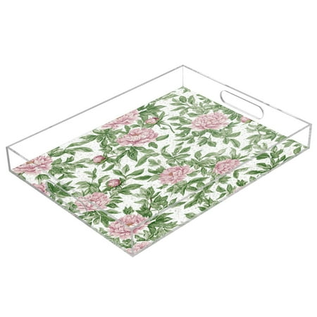 WOBOGO Pink Peonies Pattern Acrylic Serving Trays 15.7x11.8 Inch Spill Proof Clear Decorative Organizer with Handle
WOBOGO Pink Peonies Pattern Acrylic Serving Trays 15.7x11.8 Inch Spill Proof Clear Decorative Organizer with Handle