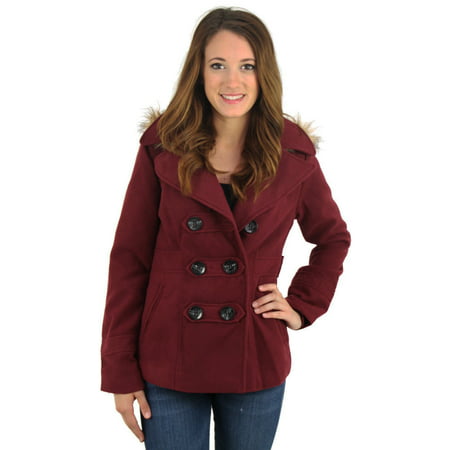 Dollhouse Heather Women's Double Breasted Peacoat Wool Coat Plus Size Avail