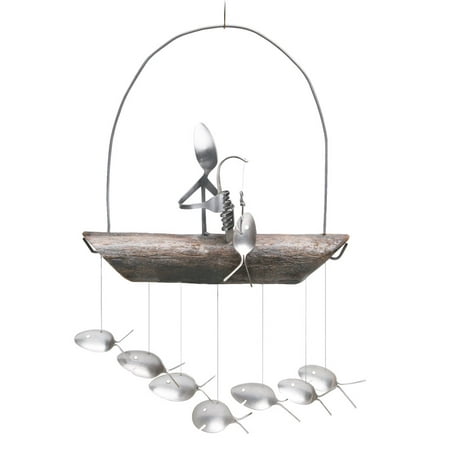 Gone Fishing Driftwood Wind Chime - Made From Recycled Silverware