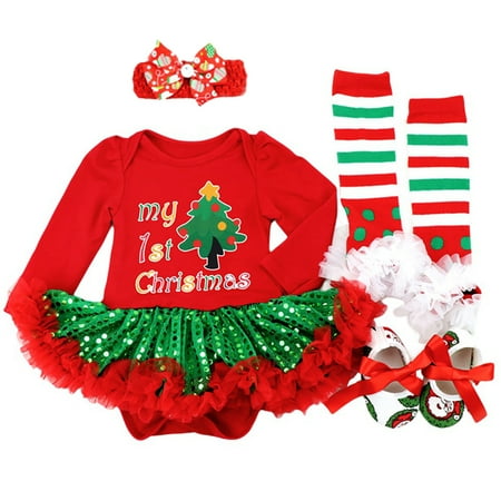 Maxcozy Infant Baby Girls 1st Christmas Tree Outfit Romper Tutu Skirt+ Headband +Leg Warmer +Shoes Set 6-12 Months
Maxcozy Infant Baby Girls 1st Christmas Tree Outfit Romper Tutu Skirt+ Headband +Leg Warmer +Shoes Set 6-12 Months