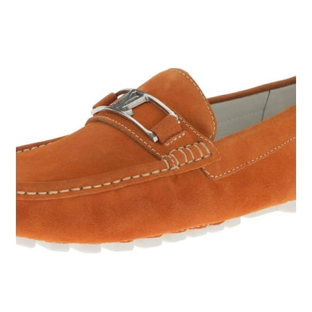 Mens Penny Orange Leather Comfort Driving Shoes Luciano
