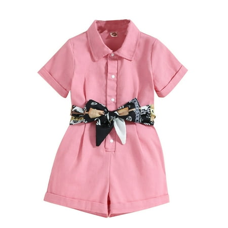 HMOONORY Todder Girls Babys Short Sleeve Pink Jumpsuit Fashion Silk Scarf Belt Outwear for Babys Clothes
HMOONORY Todder Girls Babys Short Sleeve Pink Jumpsuit Fashion Silk Scarf Belt Outwear for Babys Clothes