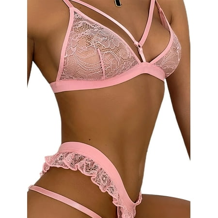 Eyicmarn 2 Pieces Lingerie Set Female Solid Color Spaghetti Strap Bikini Tops+ Lace Trim Panties for Summer S/M/L/XL
Eyicmarn 2 Pieces Lingerie Set Female Solid Color Spaghetti Strap Bikini Tops+ Lace Trim Panties for Summer S/M/L/XL