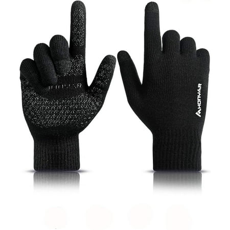 

Winter Gloves Men Women - Knitted Touch Screen Glove Anti-Slip Grip Lightweight Snug-Fit Elastic Cuff - Warm Lining for Driving Running Texting Typing Work