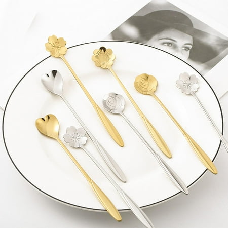 SunSunrise 5Pcs/Set Coffee Mixing Spoon Flower Heart Shape Multifunctional Stainless Steel Long Handle Demitasse Scoop for Cafe 
SunSunrise 5Pcs/Set Coffee Mixing Spoon Flower Heart Shape Multifunctional Stainless Steel Long Handle Demitasse Scoop for Cafe
