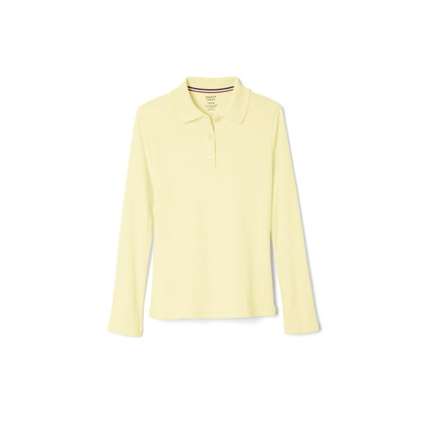 French Toast Girls School Uniform Long Sleeve Picot Collar Interlock Polo Shirt, Sizes 4-20 & Plus