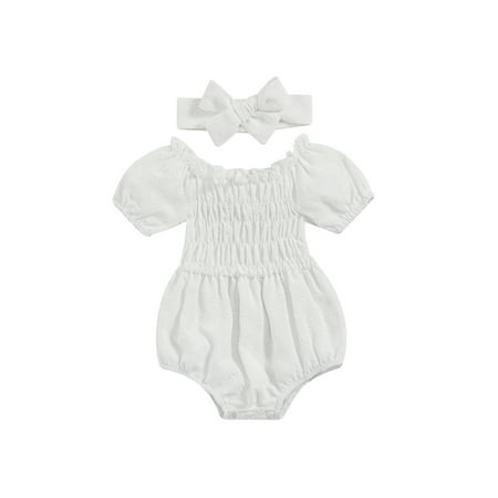 Wassery Baby Girls Romper 6 12 18 24 Months Infant Bodysuit Short Sleeve Off-shoulder Pleated Romper with Headband Summer Outfit 0-24M
Wassery Baby Girls Romper 6 12 18 24 Months Infant Bodysuit Short Sleeve Off-shoulder Pleated Romper with Headband Summer Outfit 0-24M