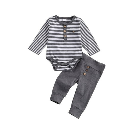 Spring hue Baby Boys Spring 2pcs Outfit Set Long Sleeve Stripe Romper Pants 
Spring hue Baby Boys Spring 2pcs Outfit Set Long Sleeve Stripe Romper Pants