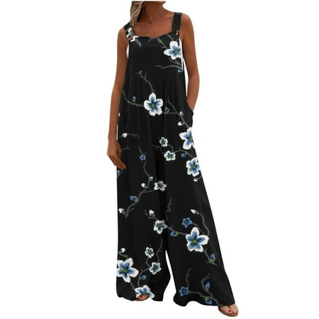 Xihbxyly Jumpsuits for Women 2023 Summer Casual Maternity Overalls Boho Comfy Cotton Linen Jumpsuit Baggy Button Bib Loose Overalls Plus Size Pants Maxi Pockets Rompers Summer Clearance #1
