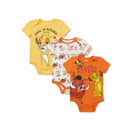 The Lion King Baby Boy Short Sleeve Bodysuits 3-Pack