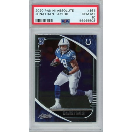 Graded 2020 Panini Absolute Jonathan Taylor #161 Rookie RC Football Card PSA 10 Gem Mint
Graded 2020 Panini Absolute Jonathan Taylor #161 Rookie RC Football Card PSA 10 Gem Mint