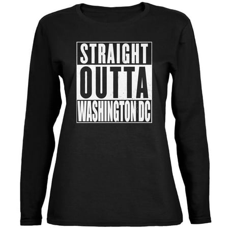 Straight Outta Washington DC Black Womens Long Sleeve T-Shirt