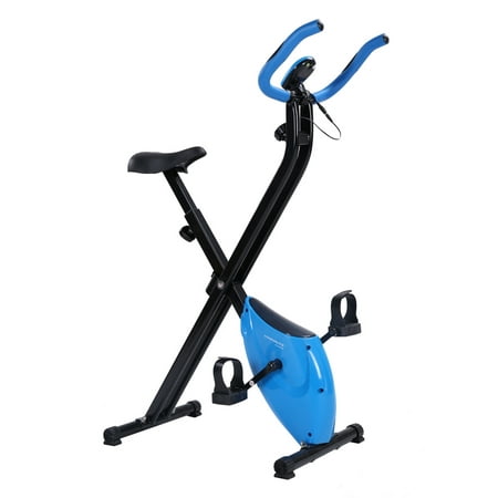 Confidence Fitness Folding Stationary Upright Exercise X Bike Blue