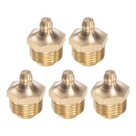 Uxcell Brass Straight Hydraulic Grease Fitting G3/8 Thread 17mm Width 5 Pack