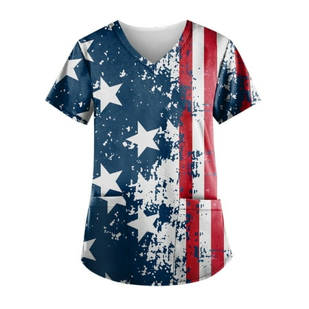 Sksloeg Scrub Tops for Women Clearance American Star Stripes Pattern Patriotic Top Comfortable Easy Workwear V-Neck Short Sleeve Scrub Top with Pockets Red XXXL
Sksloeg Scrub Tops for Women Clearance American Star Stripes Pattern Patriotic Top Comfortable Easy Workwear V-Neck Short Sleeve Scrub Top with Pockets Red XXXL