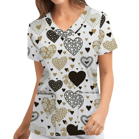 Valentine S Day Women Scrubs Top Nurses Clothing Working Uniform Top Care Workwear Heart Love Printed Short Sleeve V-Neck Blouse Shirt With Pockets
Valentine S Day Women Scrubs Top Nurses Clothing Working Uniform Top Care Workwear Heart Love Printed Short Sleeve V-Neck Blouse Shirt With Pockets