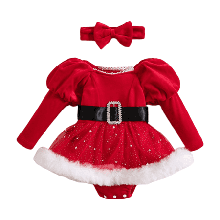Coerni New Born Baby Girls Christmas Romper Dress Toddler Bubble Sleeves Star Lace Hem Furry Bodysuit Dress with Headband Sets
Coerni New Born Baby Girls Christmas Romper Dress Toddler Bubble Sleeves Star Lace Hem Furry Bodysuit Dress with Headband Sets