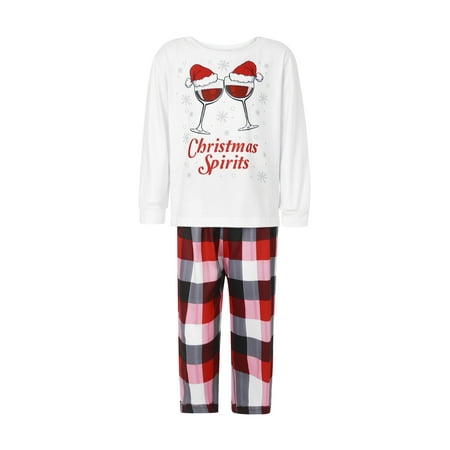 TOPGOD Christmas Parent-child Nightwear Set Printed Pattern Tops and Pants