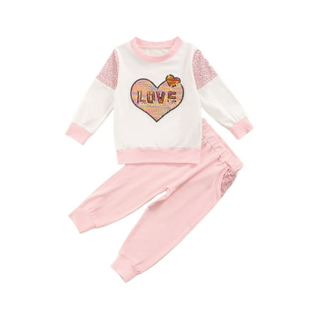 Sunisery Toddler Baby Girls Clothes Kids Sequin Love Heart Long Sleeve Tops T-Shirt Pants Outfits Pink 3-4 Years
Sunisery Toddler Baby Girls Clothes Kids Sequin Love Heart Long Sleeve Tops T-Shirt Pants Outfits Pink 3-4 Years
