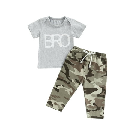 Suanret 2Pcs Toddler Baby Boys Summer Outfit Sets Short Sleeve Letter Print T-shirt + Casual Camouflage Pants Camouflage 0-6 Months
Suanret 2Pcs Toddler Baby Boys Summer Outfit Sets Short Sleeve Letter Print T-shirt + Casual Camouflage Pants Camouflage 0-6 Months