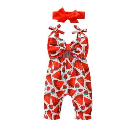 Musuos Baby Girls Watermelon Print Sleeveless Jumpsuit Bow Headband One Piece Romper
Musuos Baby Girls Watermelon Print Sleeveless Jumpsuit Bow Headband One Piece Romper