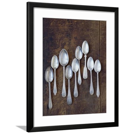 Antique Silver Spoons Framed Print Wall Art